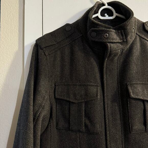 Ben Sherman Military Utility Wool Blend Jacket Herringbone Field Barn Chore SM - Picture 6 of 11